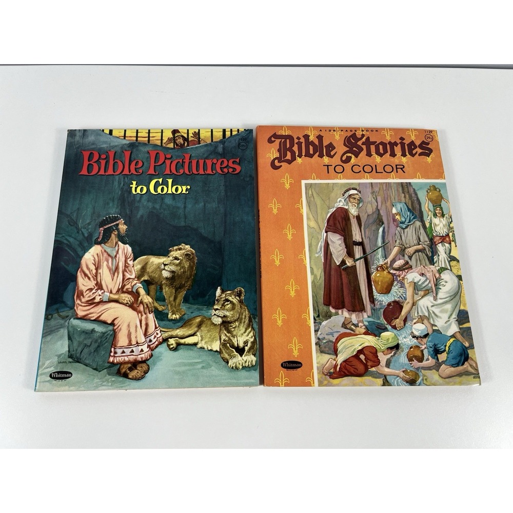 Vintage Whitman Bible Pictures to Color & Bible Stories coloring books 1963
